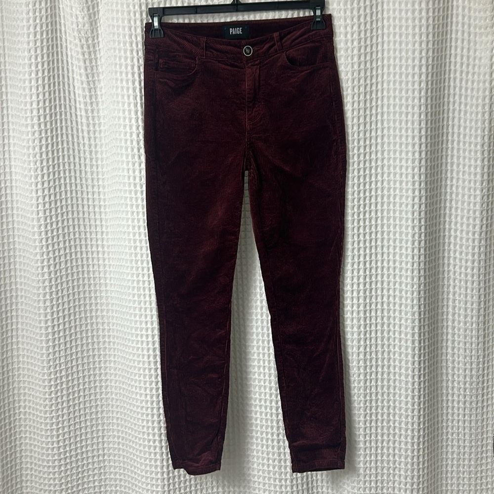 Paige Hoxton Ankle Slim Corduroy Pants Size 27 Dark Currant Wine - Picture 4 of 11